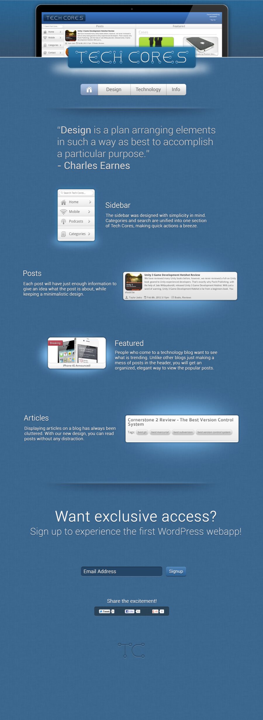 Tech Cores v3 teaser page about the new design